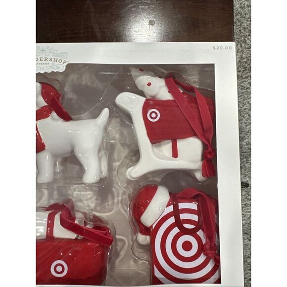 Target Exclusive Wondershop Ornament Set of 6 Bullseye Dog Cart Shopping Bag - Picture 3 of 6